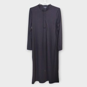Soma Intimates Black Long Sleeve Midi Dress Robe Button Up Womens Long Sleeve M